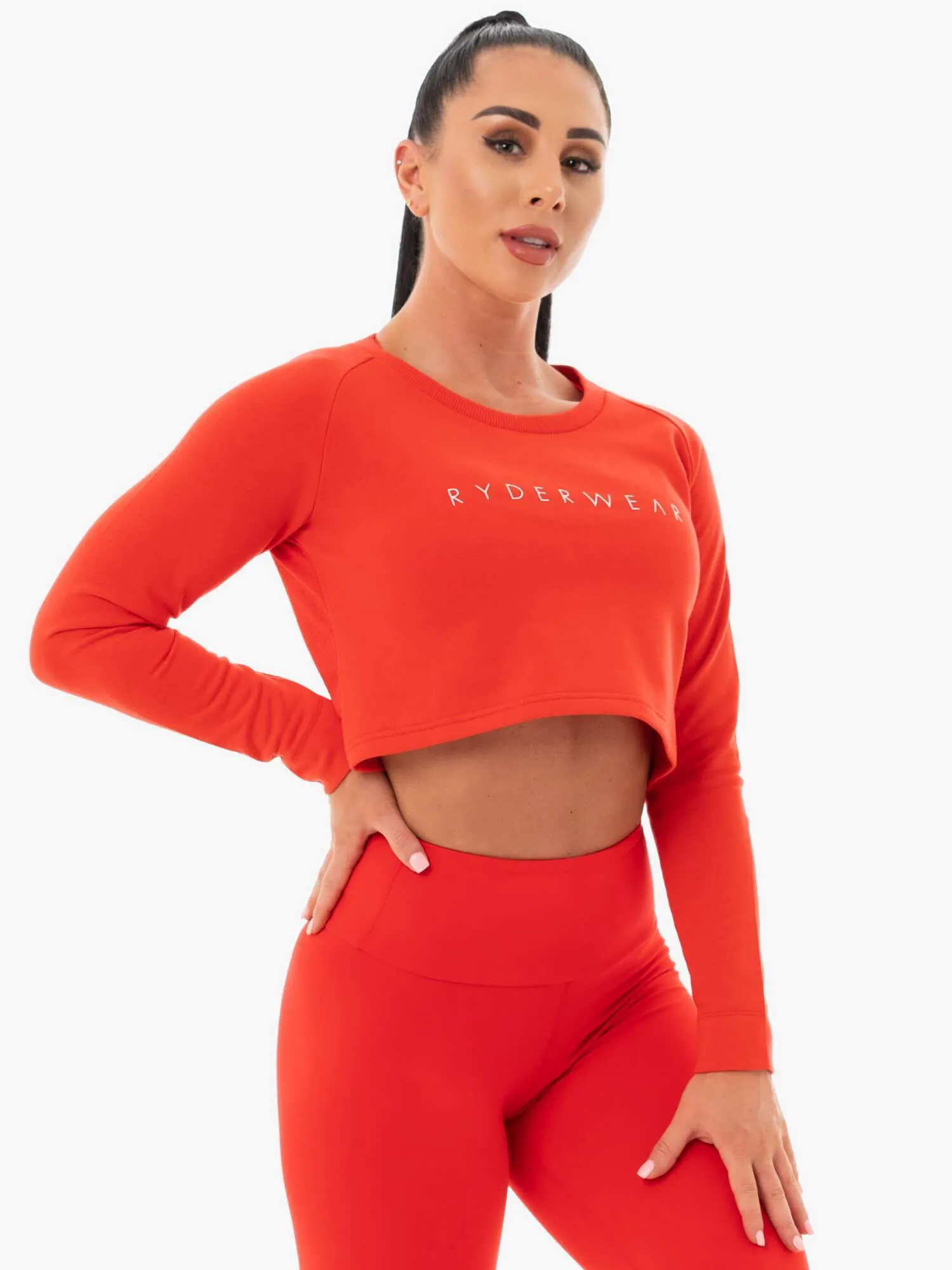 Staples Cropped Sweater - Red