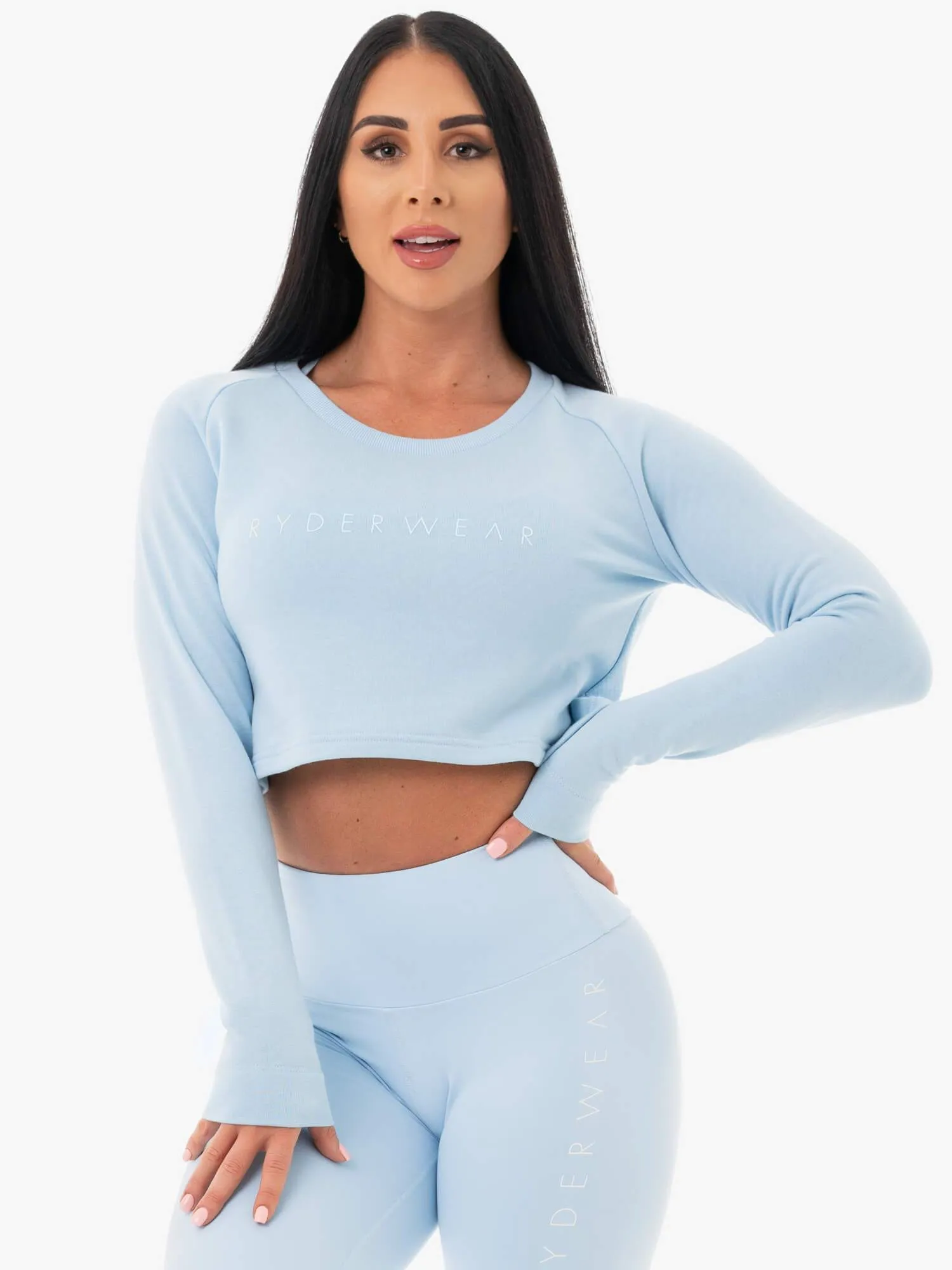 Staples Cropped Sweater - Sky Blue