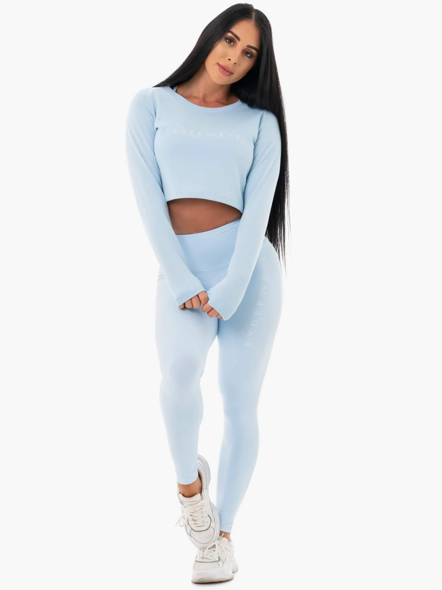 Staples Cropped Sweater - Sky Blue