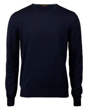 Stentröms Crew Neck Merino Wool Knit - Navy