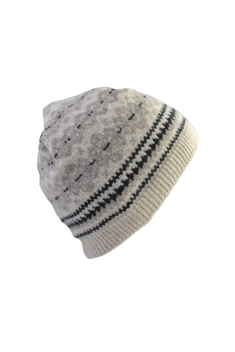 Stockbridge Fair isle Beanie Hat - Linen