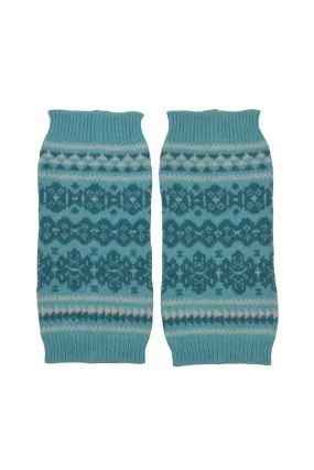 Stockbridge Fair isle Wrist Warmer Fingerless Gloves - Aqua