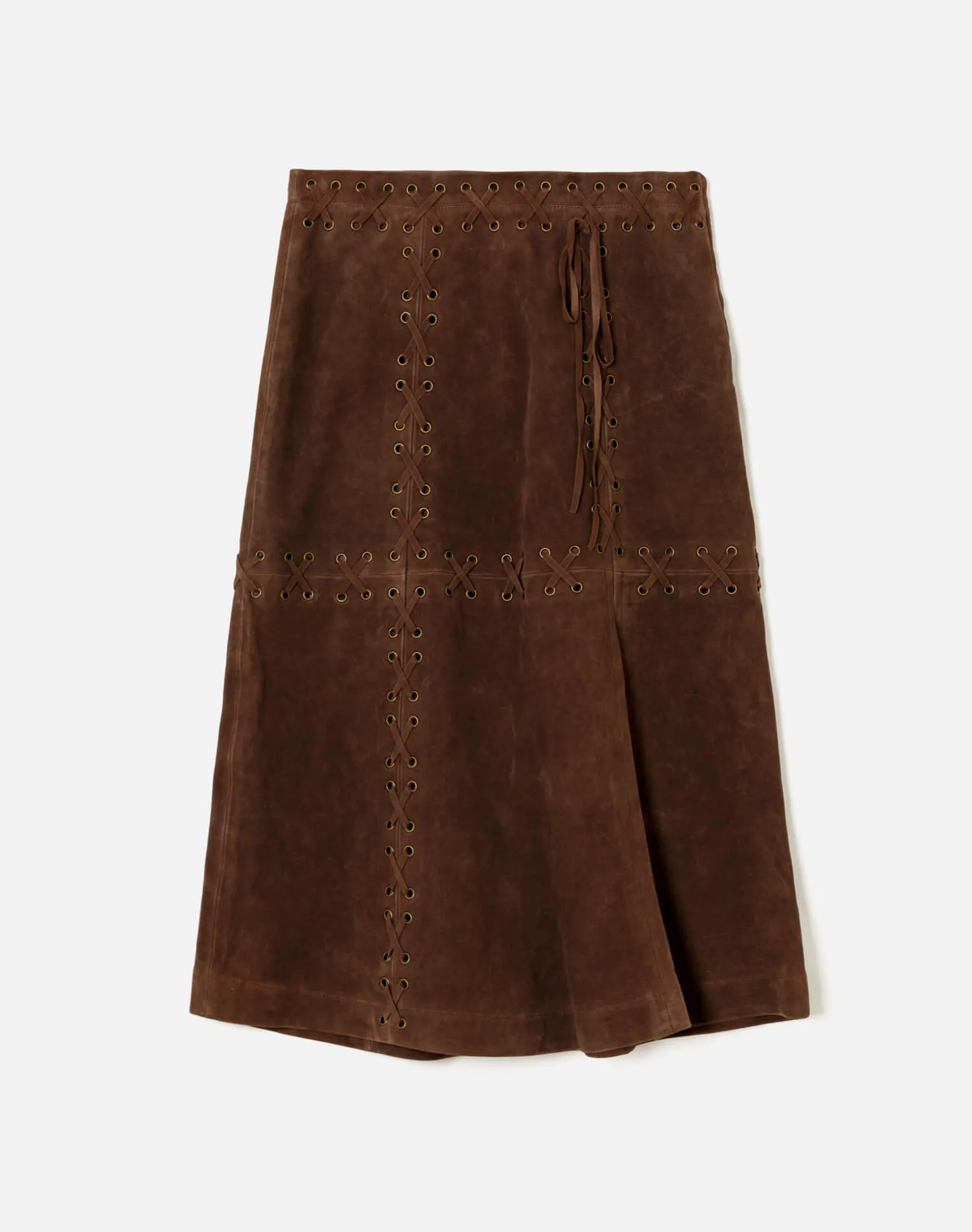 Suede Laced Midi - Walnut