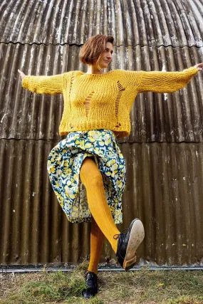 'Summer Mustard' Cotton Tights