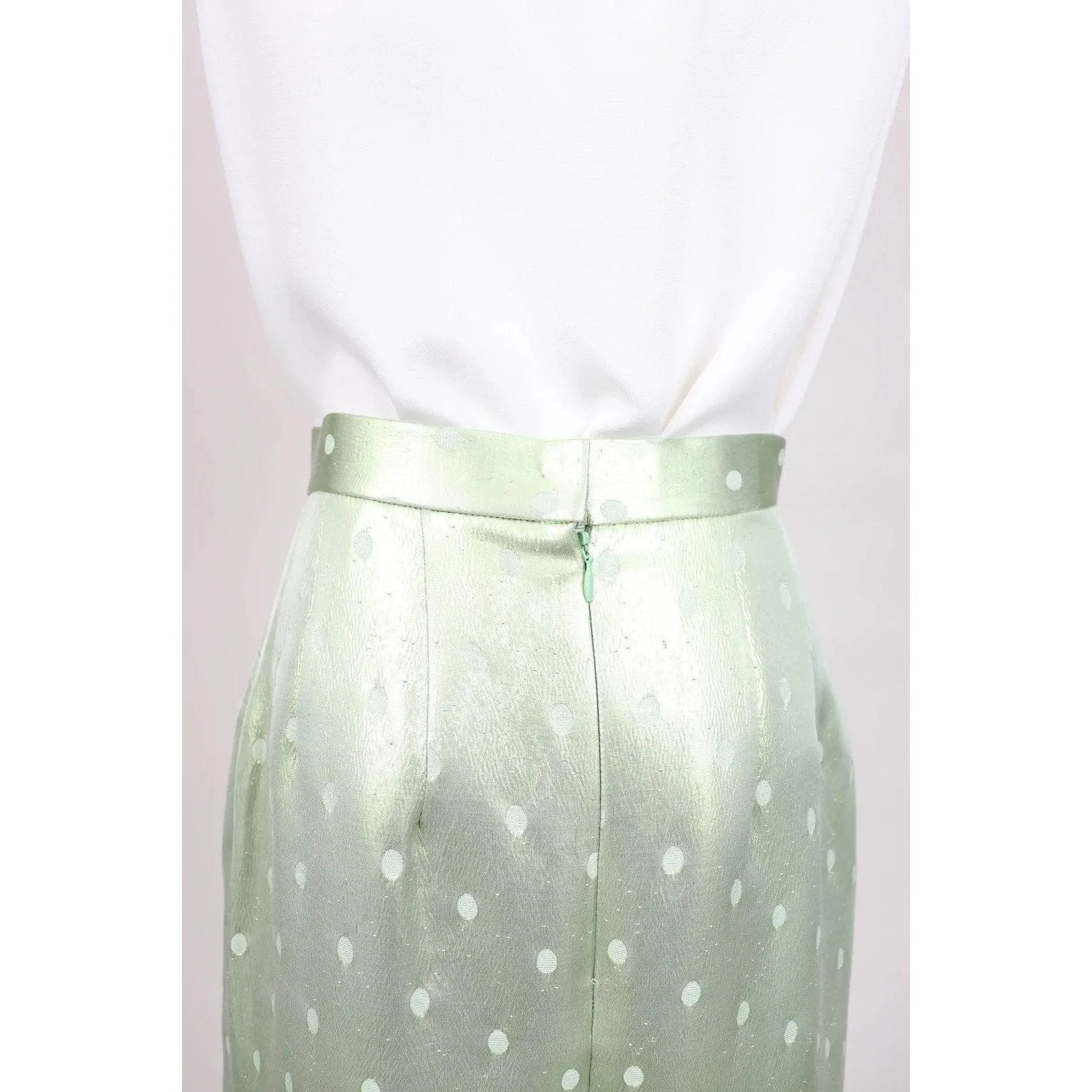 SUSAN BECKER 90's Green Silk Skirt | Size S