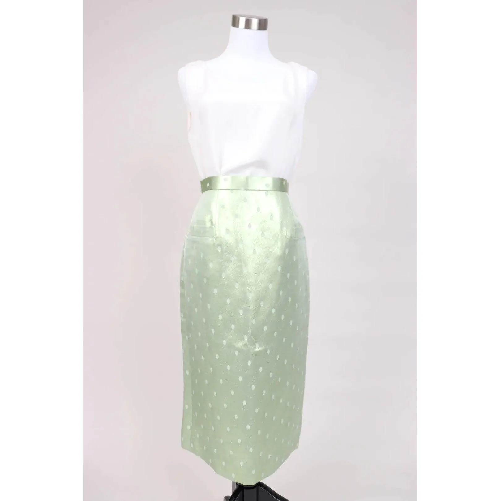 SUSAN BECKER 90's Green Silk Skirt | Size S