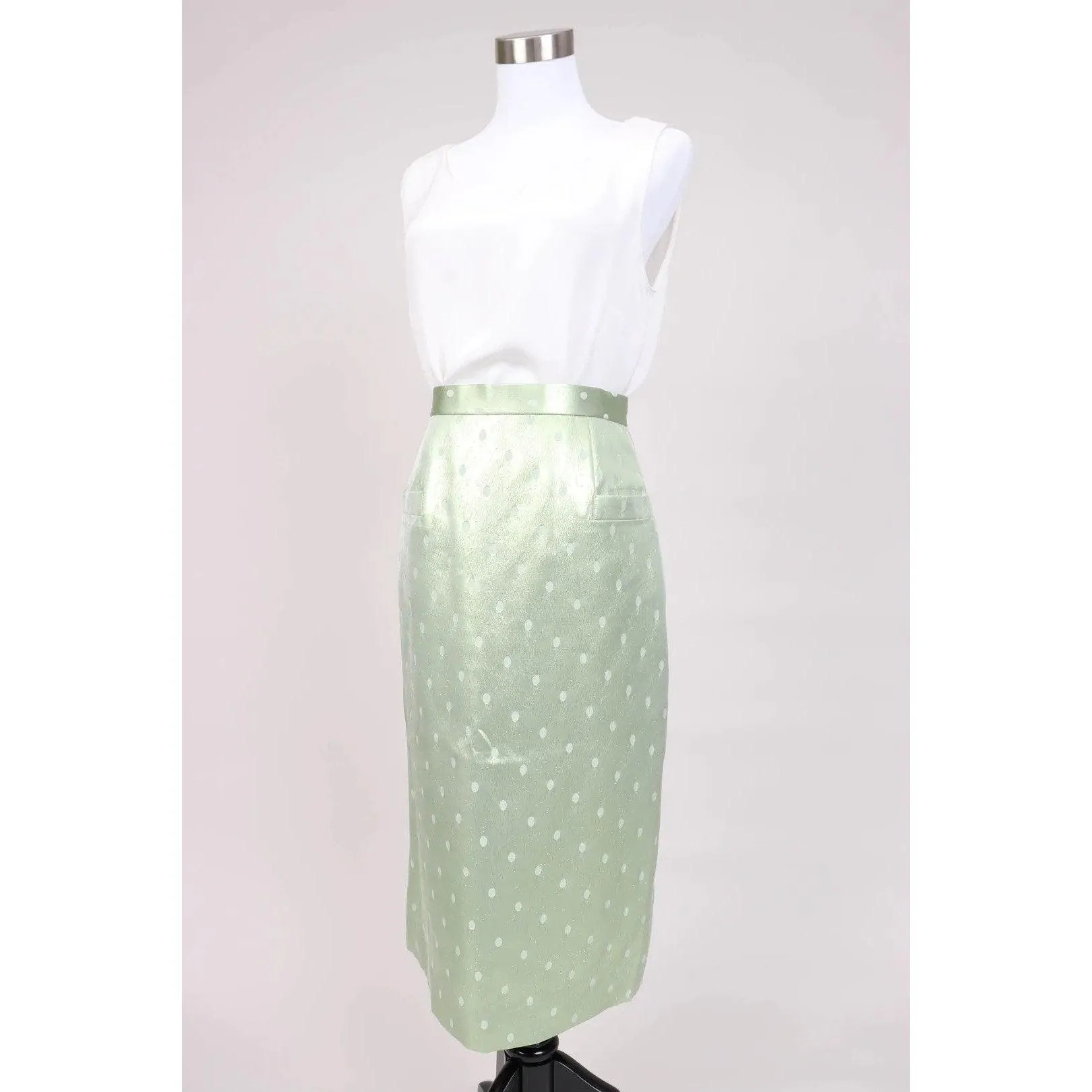 SUSAN BECKER 90's Green Silk Skirt | Size S