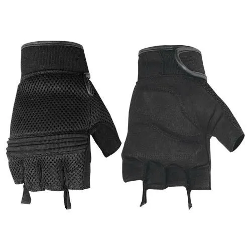 Synthetic Leather-Mesh Fingerless Glove