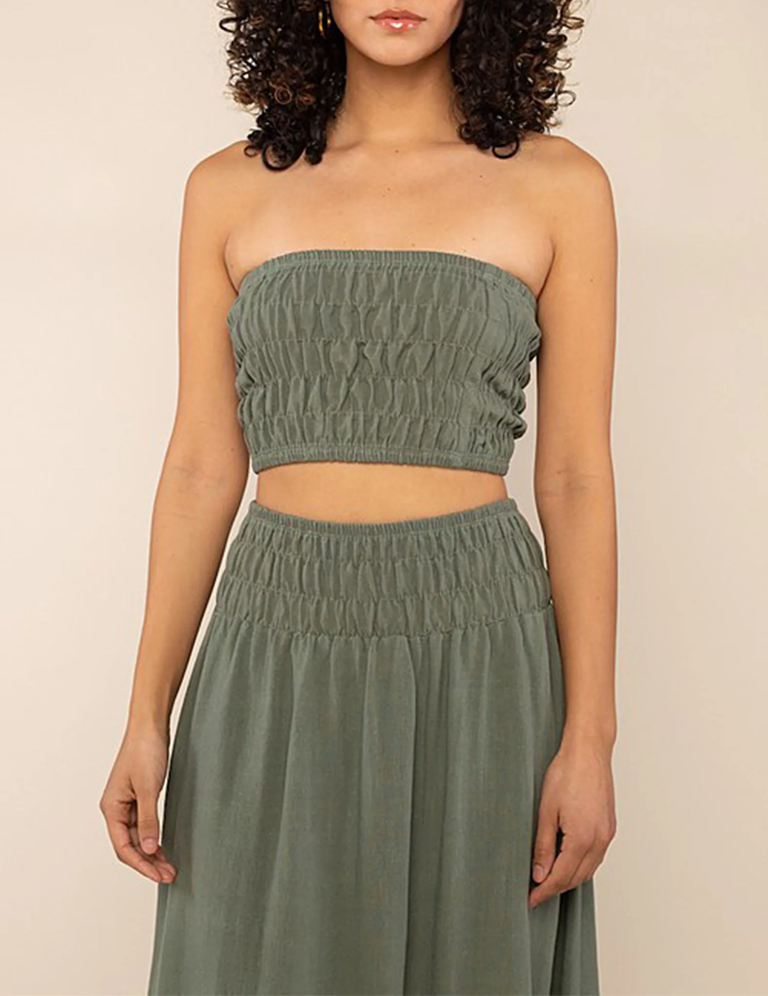 Teia Shirred Bandeau Top