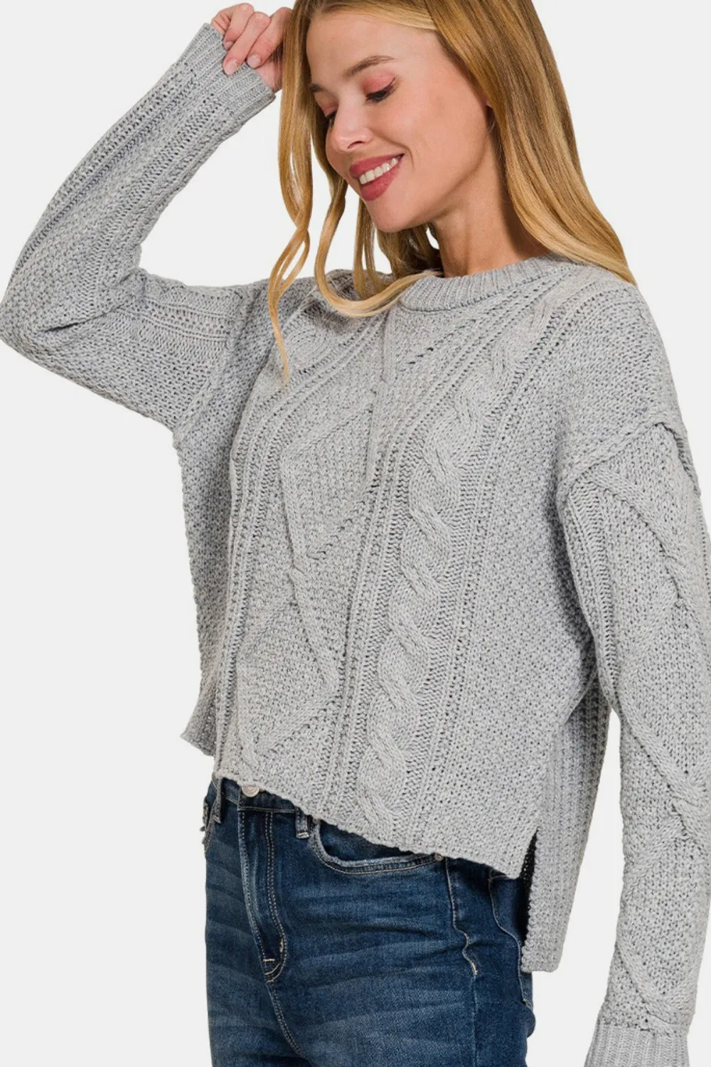 That Time Cable Sweater with Side Slits