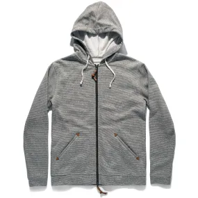 The Après Hoodie in Olive Stripe Hemp Fleece