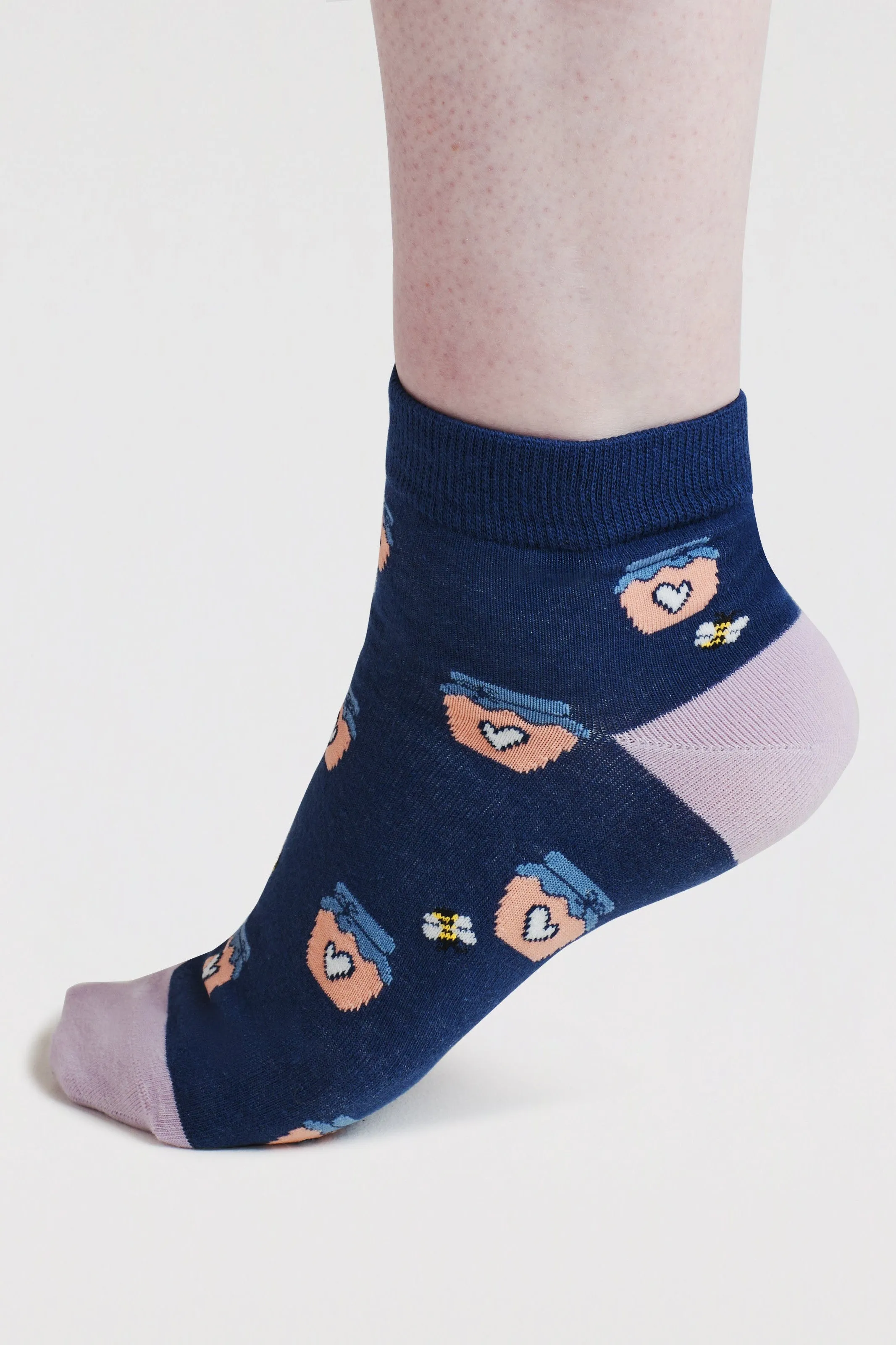 Thought Beth Bee Organic Cotton Ankle Socks - Indigo Blue