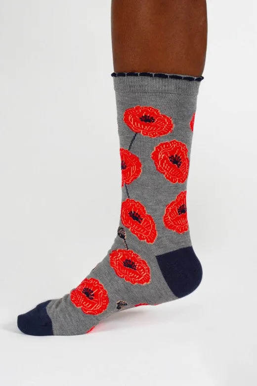 Thought Birth Flower Poppy Bamboo Socks