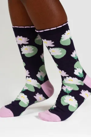 Thought Birth Flower Water-Lily Bamboo Socks