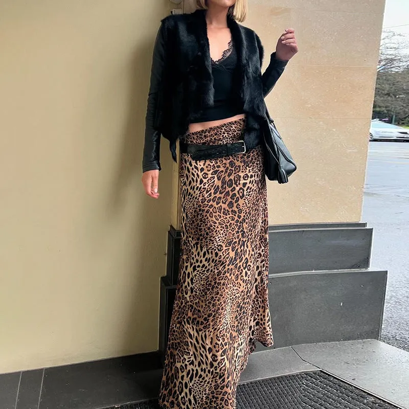 Toleet fall outfits 2024 Women's Clothing 2024 Autumn and Winter Hot Girl Printed Slim Loose Leopard Print Skirt