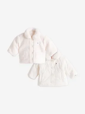 Tommy Hilfiger Baby Girls Reversible Teddy Jacket in White