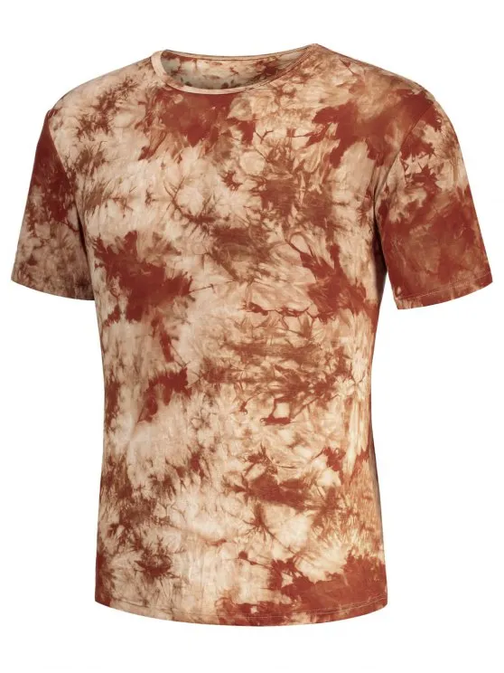 Trendy Men Round Neck Tie Dyed Tee