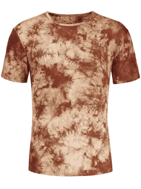 Trendy Men Round Neck Tie Dyed Tee