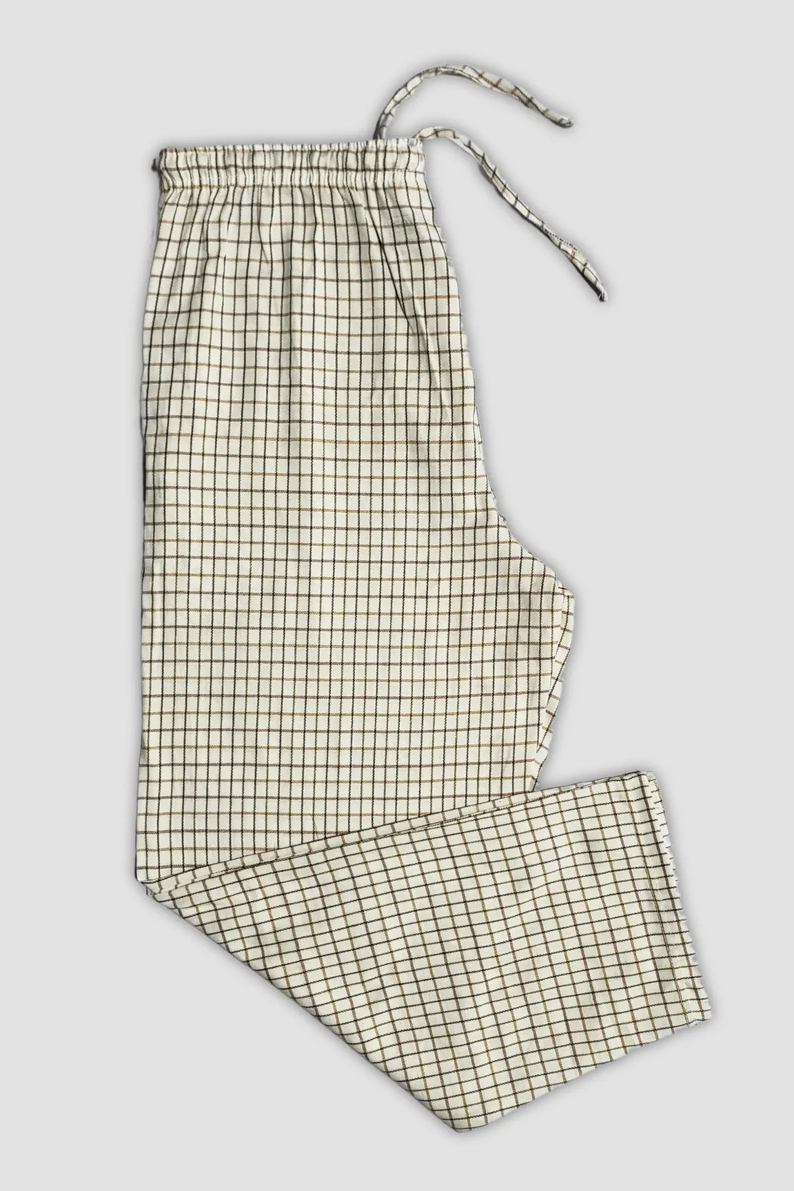 Unisex Cotton Flannel Check Trouser (Off-white Check)