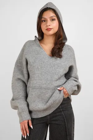 VERY J Seam Detail Drop Shoulder Hooded Sweater