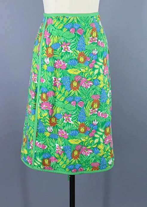 Vintage 1960s Novelty Print Reversible Skirt / Lions Jungle Print