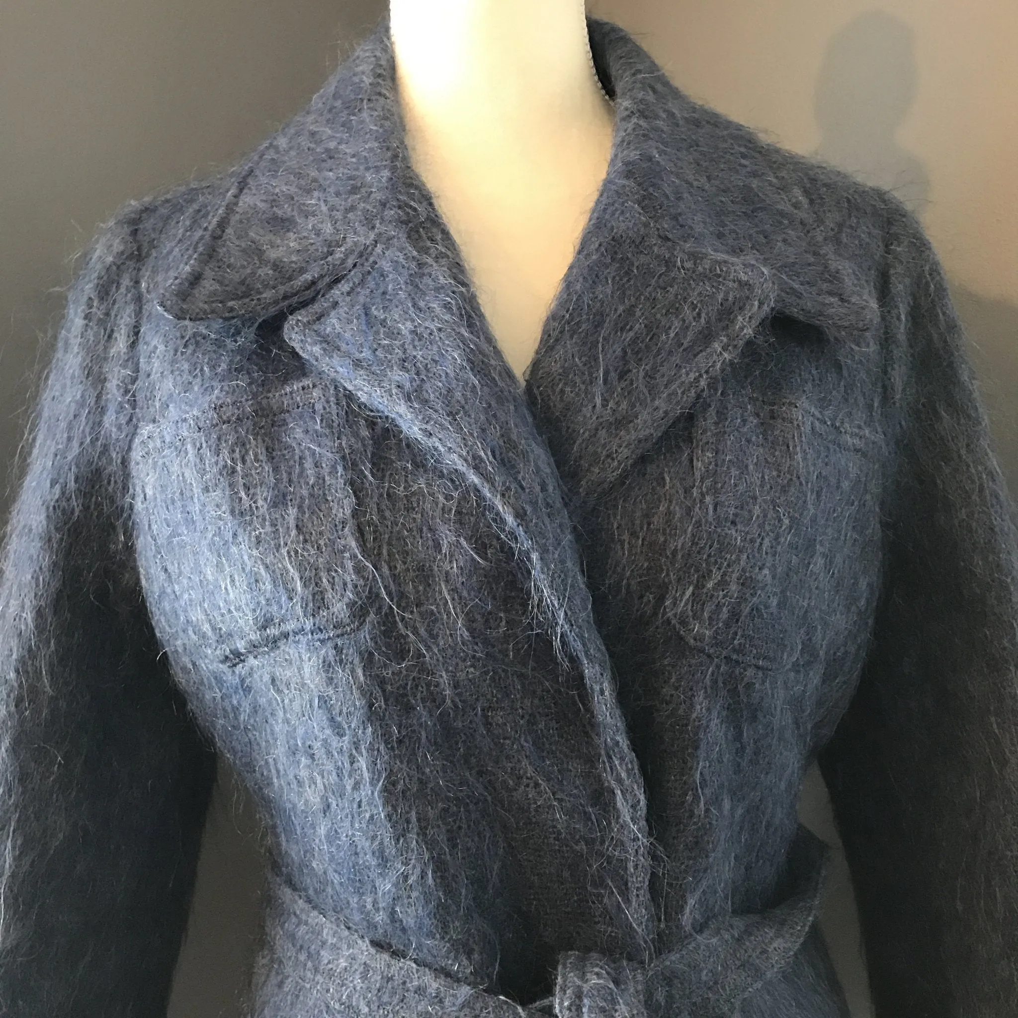 Vintage Blue Mohair Pea Coat by The Scotch House. Warm Winter Coat. Vintage Fashion