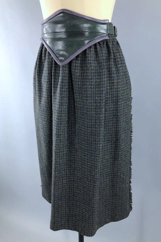 Vintage Escada Houndstooth Wool Skirt