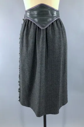 Vintage Escada Houndstooth Wool Skirt