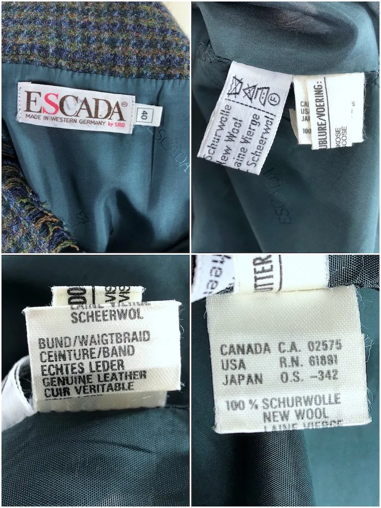 Vintage Escada Houndstooth Wool Skirt