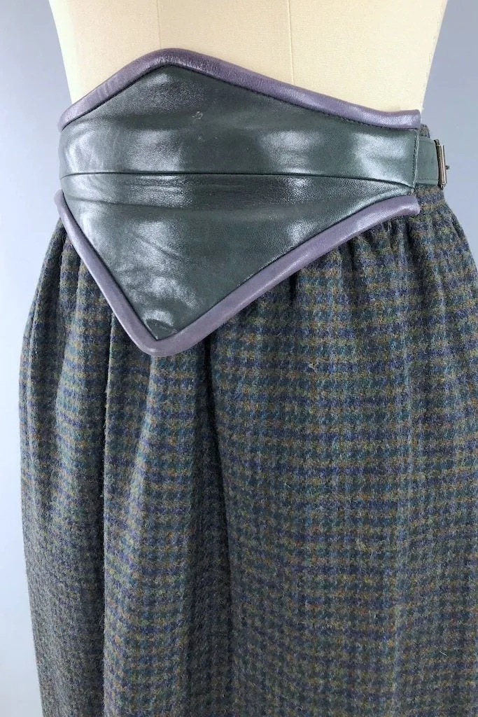 Vintage Escada Houndstooth Wool Skirt