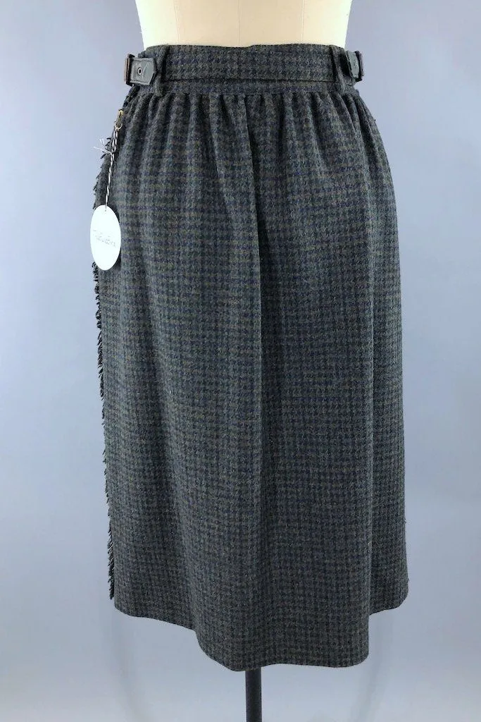 Vintage Escada Houndstooth Wool Skirt