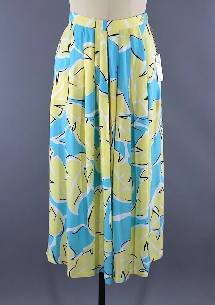 Vintage Palm Leaf Midi Skirt