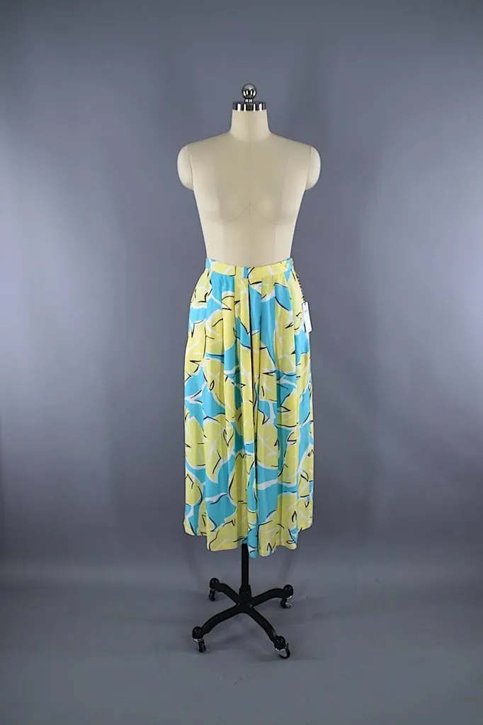 Vintage Palm Leaf Midi Skirt