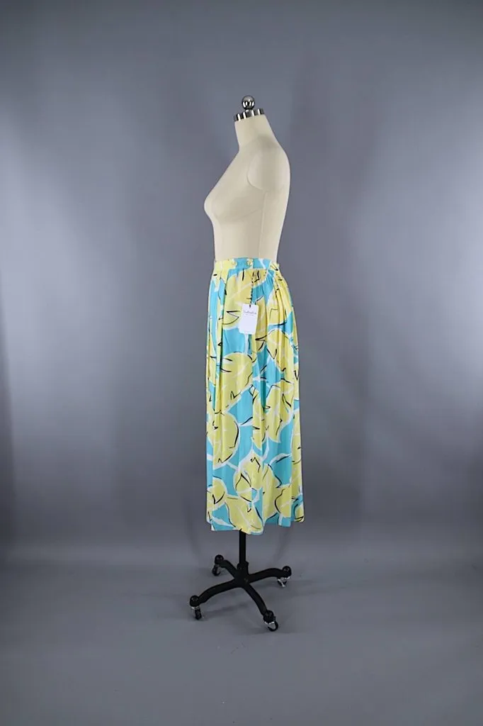 Vintage Palm Leaf Midi Skirt