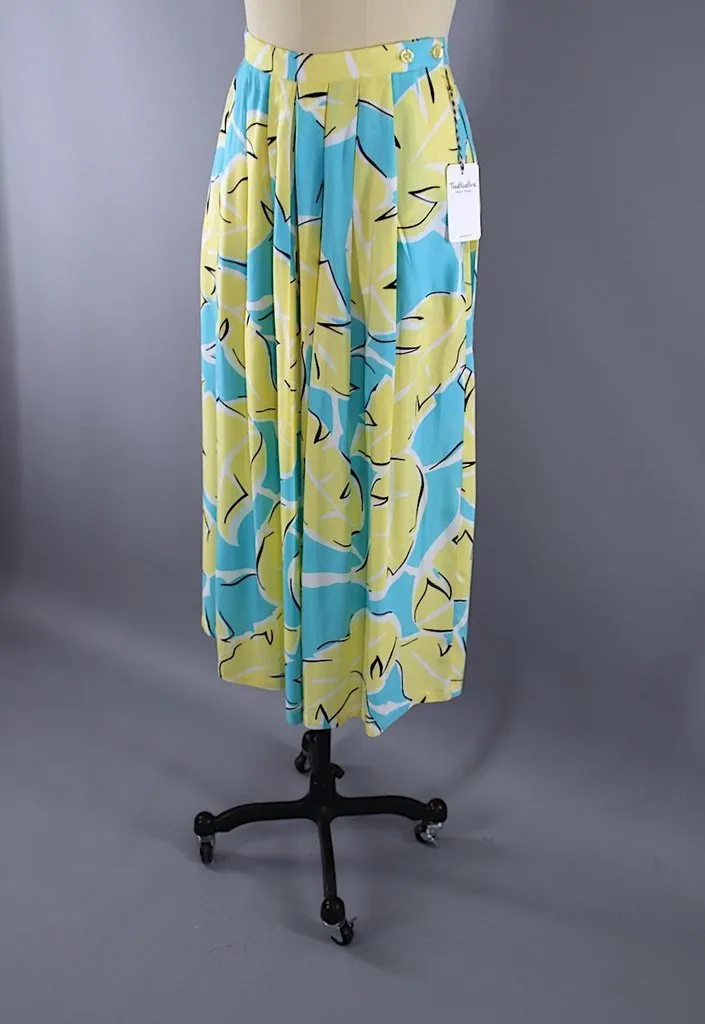 Vintage Palm Leaf Midi Skirt