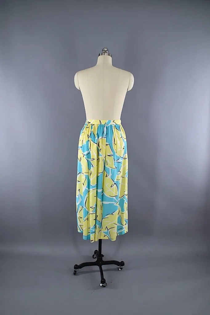 Vintage Palm Leaf Midi Skirt