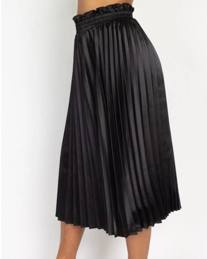 Vivian Satin Pleated Accordion Midi Skirt