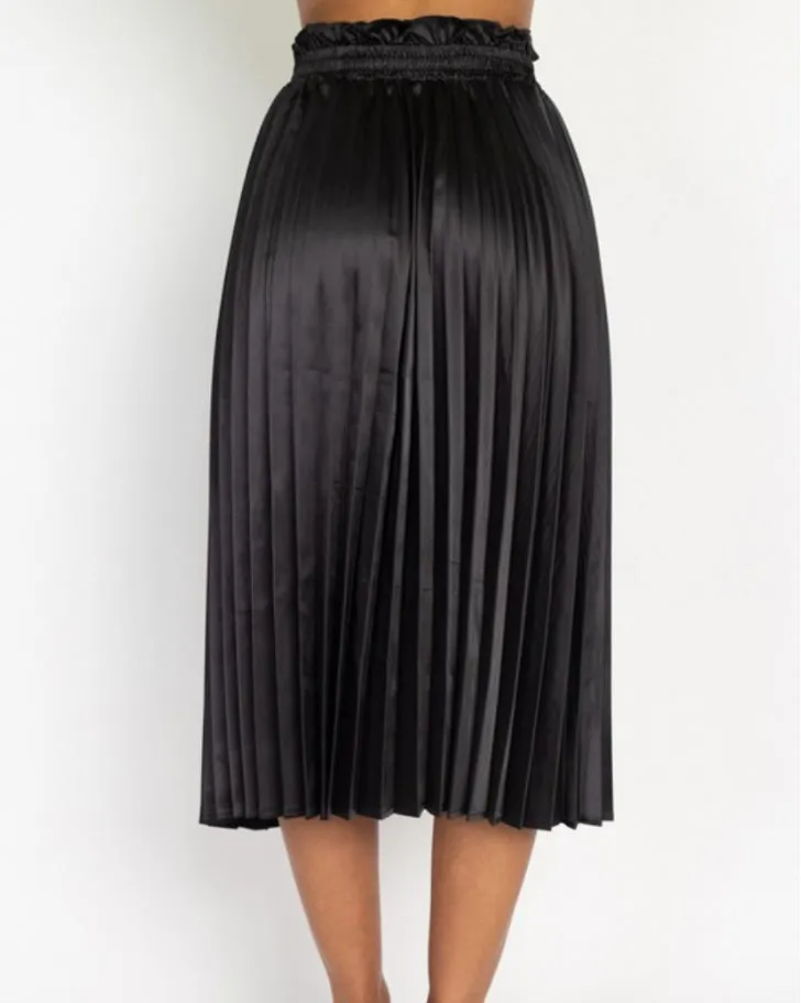 Vivian Satin Pleated Accordion Midi Skirt