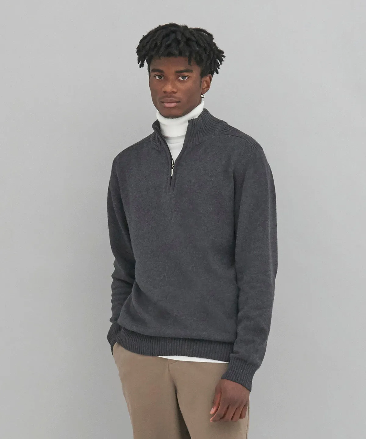 Wakhan  regen zip knit sweater | Heather Grey