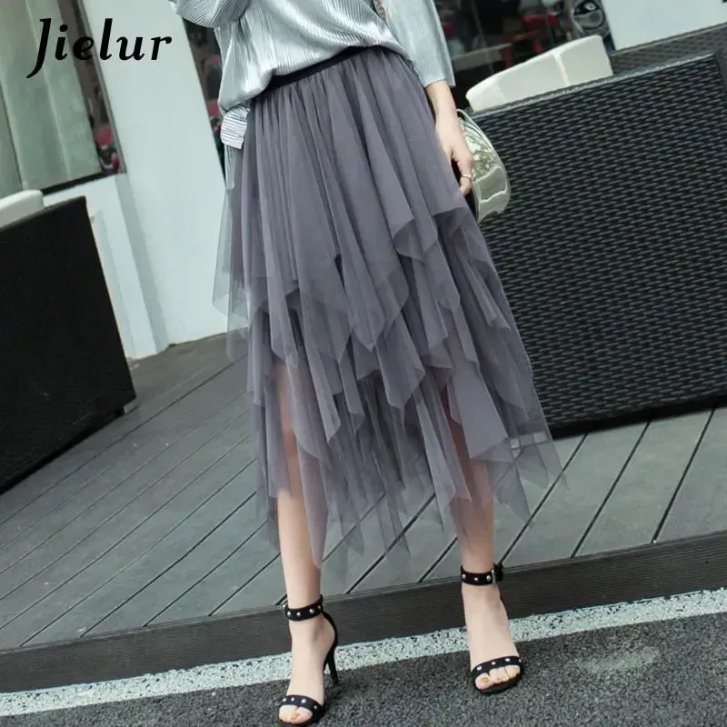 Womens Autumn 3 Layers Princess Tulle Mesh Pleated Skirt Saia Female Jupe Summer Tutu Skirts Faldas Mujer Moda