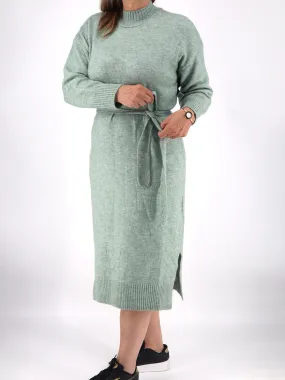 Women's Plain Sweater Dress,Light Green