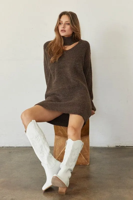 Women's Sweater Dress | Long Sleeve | Brown