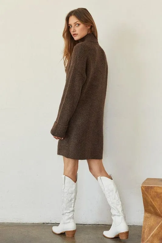 Women's Sweater Dress | Long Sleeve | Brown