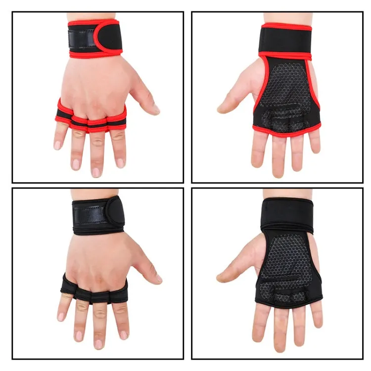 XL Weightlifting Dumbbell Horizontal Bar Anti-cocoon Anti-slip Wrist Fitness Four-finger Gloves(Red)