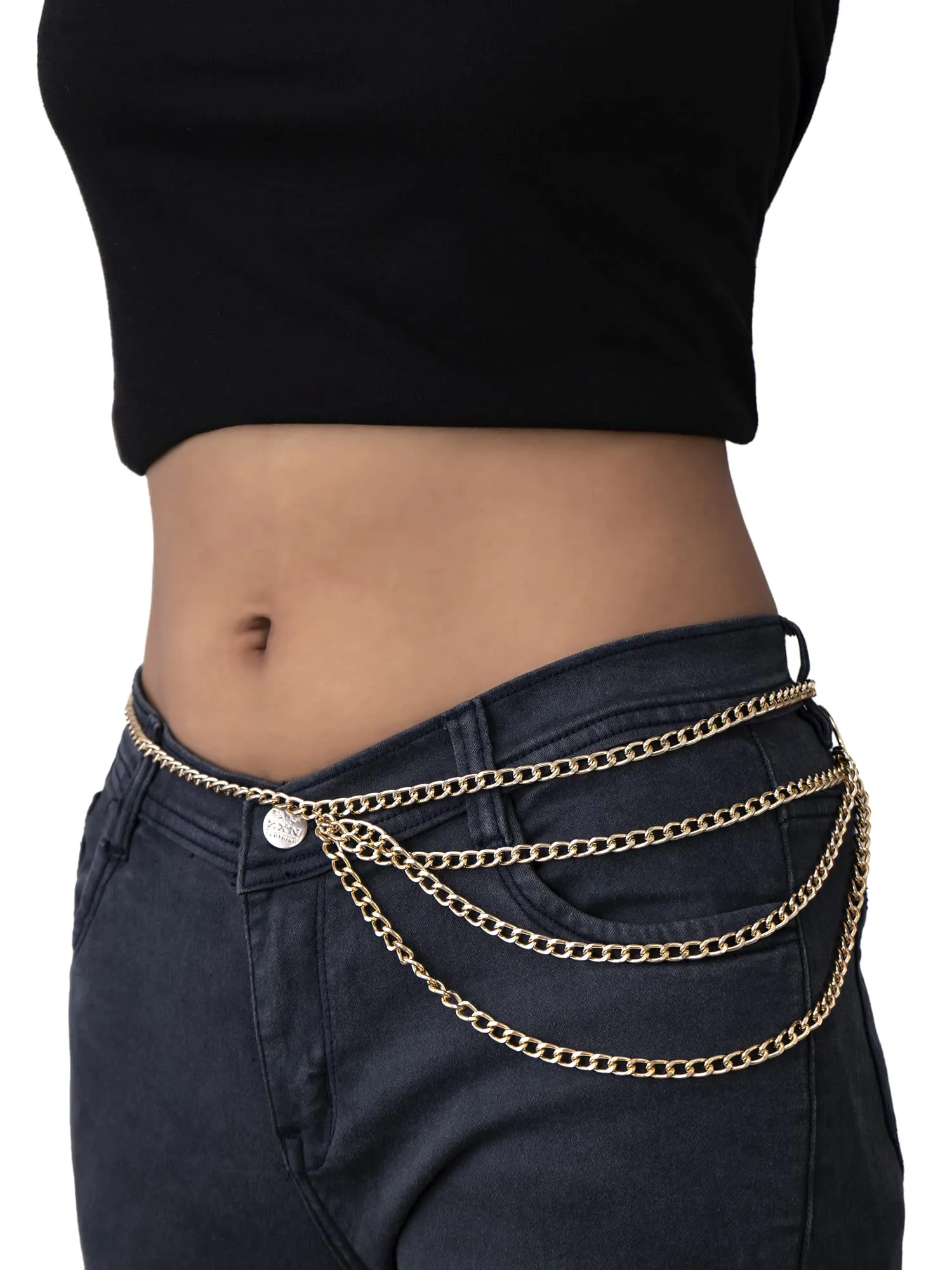 Yellow Chimes Waist Chain for Women and Girls Fashion Hip Chain for Women | Gold Toned Multilayered Belly Chain | Birthday Gift for girls and women