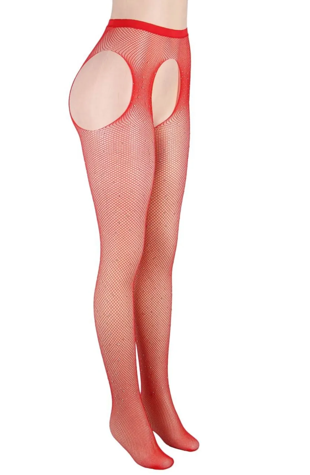 YesX YX852 Sparkly Fishnet Red