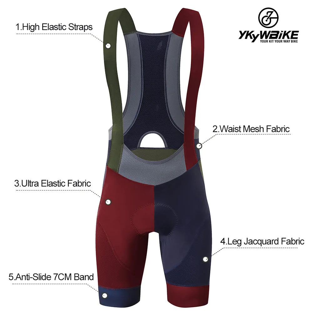 YKYW 2024 Men’s Cycling Bib Shorts Elastic Performance Lycra Ergonomics Pads 5H Padded Tights Color Combinations Colorblocking