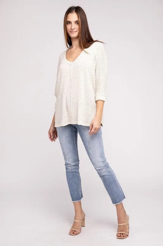 Zenana 3/4 Sleeve Hi-Low Top