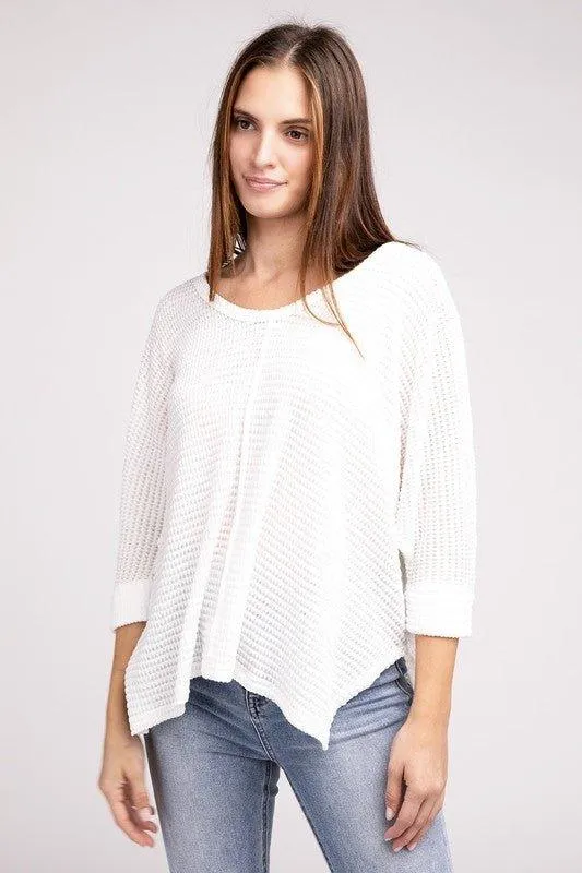 Zenana 3/4 Sleeve Hi-Low Top