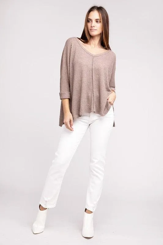 Zenana 3/4 Sleeve Hi-Low Top